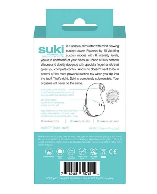 VeDO Suki Rechargeable Vibrating Sucker Tease Me Turquoise Vedo Vibrators