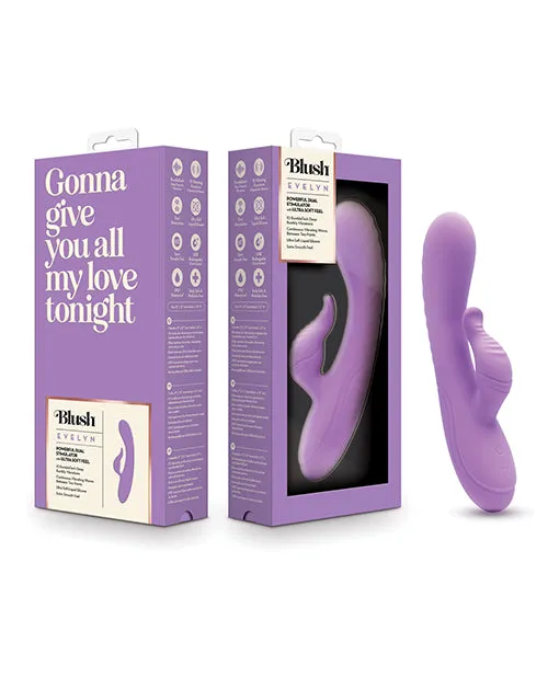 Vibrators Blush Blush Collection Evelyn Rechargeable Silicone Rabbit Vibrator Purple