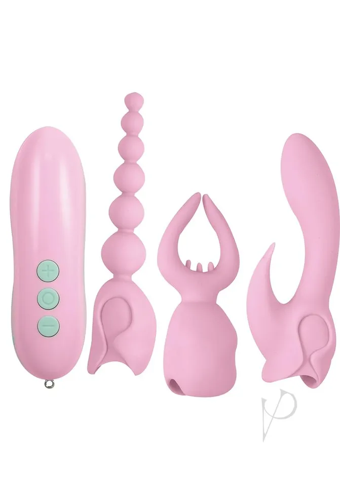 Vibrators Elite Collection Pink Elite Collection Rechargeable Silicone Vibrator Ultimate Orgasm Kit Pink