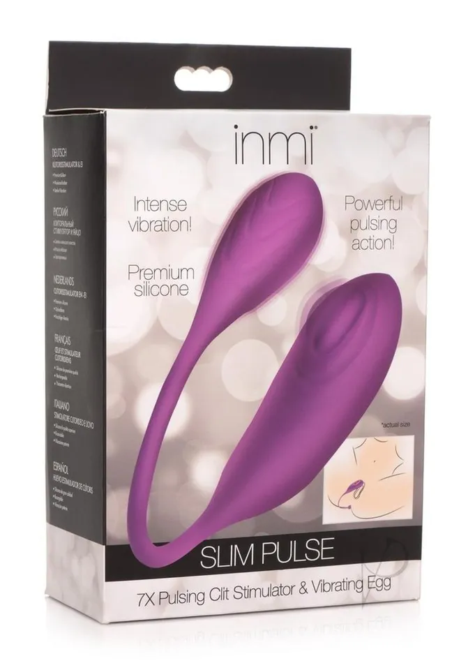 Vibrators Inmi Inmi Slim Pulse Rechargeable Silicone 7X Pulsing Clit Stimulator and Vibrating Egg Purple Vibrators Inmi Inmi Slim Pulse Rechargeable Silicone 7X Pulsing Clit Stimulator and Vibrating Egg Purple