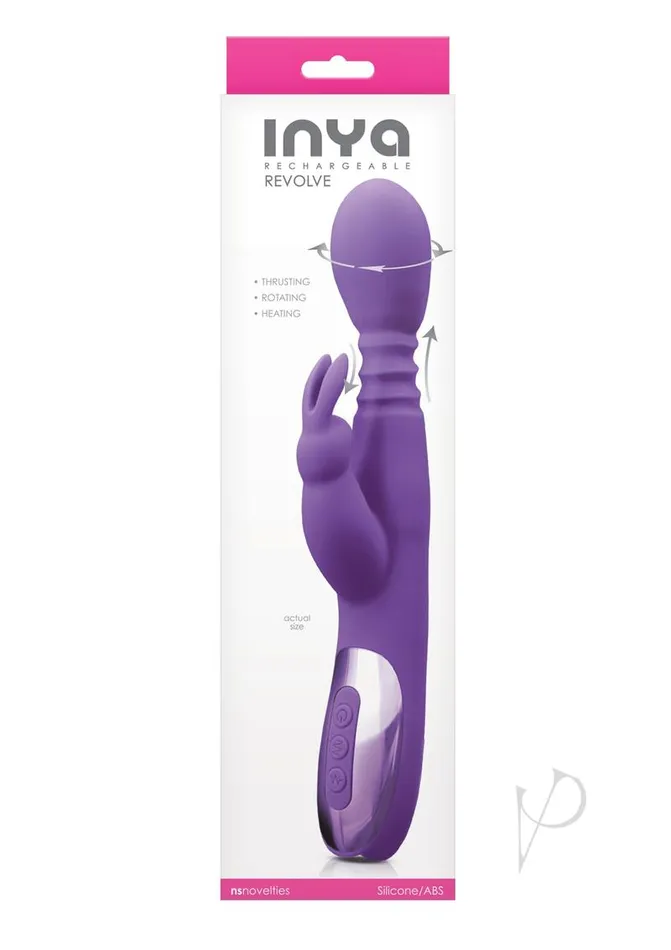 Vibrators Inya Revolve Silicone Rechargeable Rabbit Vibrator Purple Inya