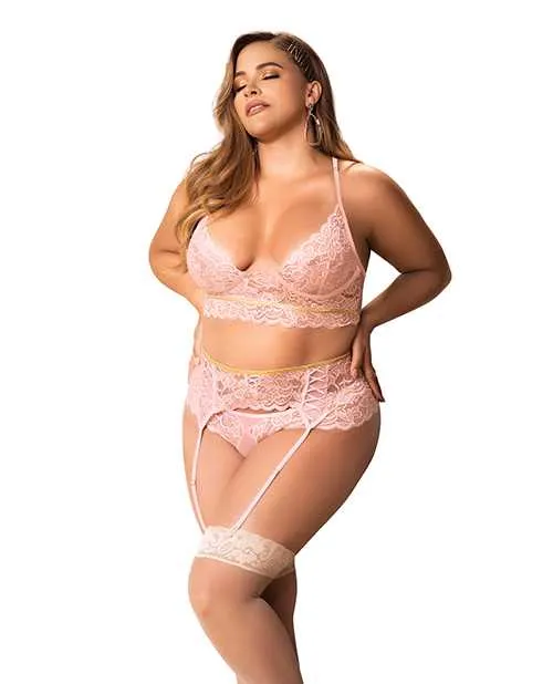 Vibrators Lace Underwire Bra Thong Garterbelt wLace Up Detail Rose 1X2X Mapale Vibrators Lace Underwire Bra Thong Garterbelt wLace Up Detail Rose 1X2X Mapale