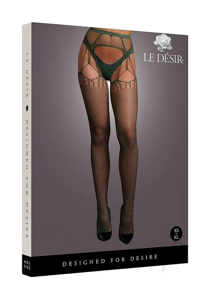 Vibrators Le Desir Le Desir Shredded Suspender Pantyhose OS Green