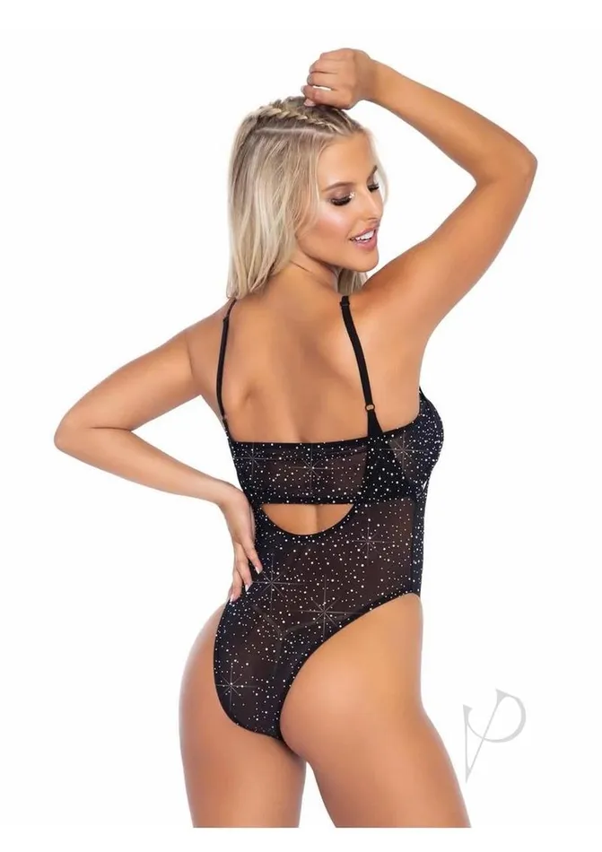 Vibrators Leg Avenue Leg Avenue Rhinestone Mesh Bandeau and Suspender Bodysuit 2 Piece OS Black