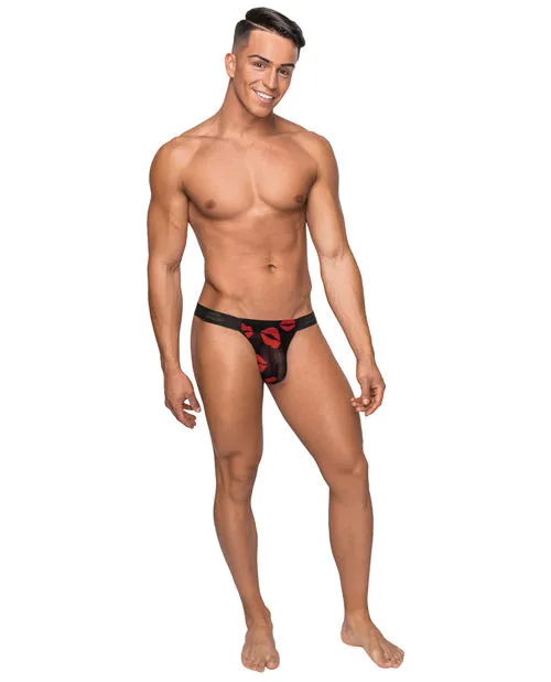 Vibrators Male Power Kiss Me Stretch Mesh Micro Thong V BlkRd SM Vibrators Male Power Kiss Me Stretch Mesh Micro Thong V BlkRd SM