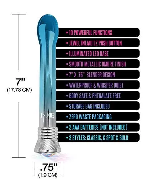Vibrators Nixie Nixie Waterproof Bulb Vibe 10 Function Blue Ombre Glow Vibrators Nixie Nixie Waterproof Bulb Vibe 10 Function Blue Ombre Glow