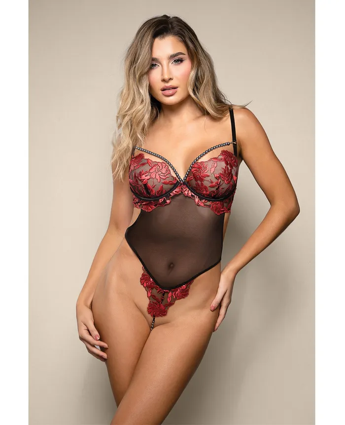Vibrators Opulence By Fantasy Opulence Embroidered Underwire Open Crotch Teddy wPearl Detail Red LXL Vibrators Opulence By Fantasy Opulence Embroidered Underwire Open Crotch Teddy wPearl Detail Red LXL