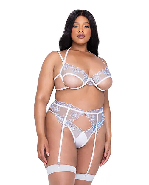 Vibrators Roma Confidential Holiday Snow Queen Metallic Snowflake Embroidered Bra High Waisted Thong BlueWhite 1X Vibrators Roma Confidential Holiday Snow Queen Metallic Snowflake Embroidered Bra High Waisted Thong BlueWhite 1X