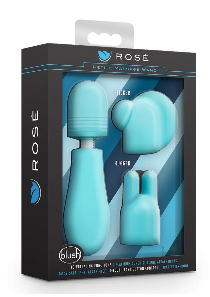 Vibrators Rose Rose Petite Massage Wand Kit set of 3 Blue
