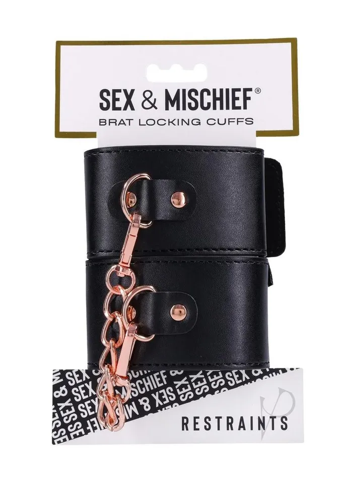Vibrators Sex and Mischief Brat Locking Cuffs Rose GoldBlack Sex And Mischief Vibrators Sex and Mischief Brat Locking Cuffs Rose GoldBlack Sex And Mischief