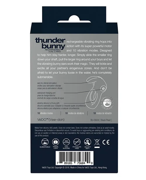 Vibrators Vedo VeDO Thunder Bunny Rechargeable Dual Ring Black Pearl