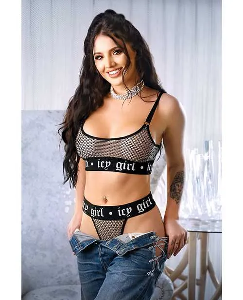 Vibrators Vibes By Fantasy Lingerie Vibes Icy Girl Metallic Fishnet Bralette GString Black SM Vibrators Vibes By Fantasy Lingerie Vibes Icy Girl Metallic Fishnet Bralette GString Black SM
