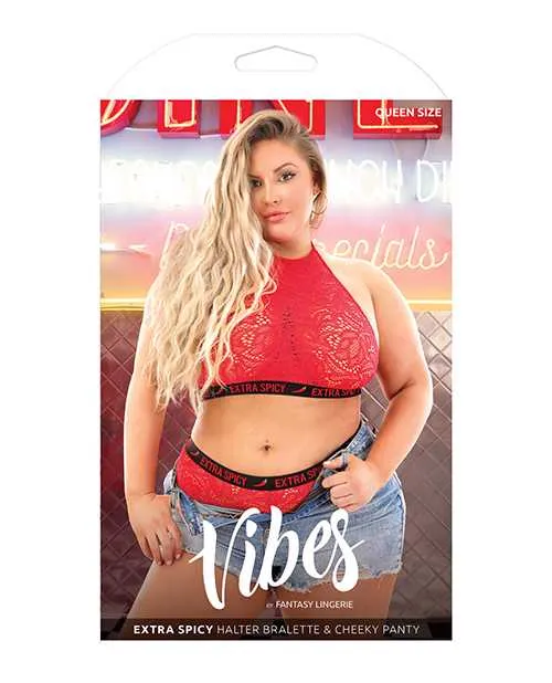 Vibrators Vibes Extra Spicy Halter Bralette Cheeky Panty Chili Red QN Vibes By Fantasy Lingerie Vibrators Vibes Extra Spicy Halter Bralette Cheeky Panty Chili Red QN Vibes By Fantasy Lingerie