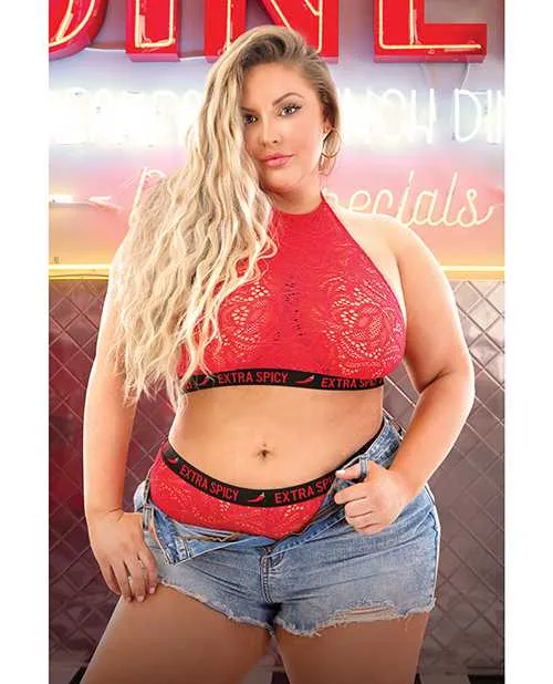 Vibrators Vibes Extra Spicy Halter Bralette Cheeky Panty Chili Red QN Vibes By Fantasy Lingerie Vibrators Vibes Extra Spicy Halter Bralette Cheeky Panty Chili Red QN Vibes By Fantasy Lingerie