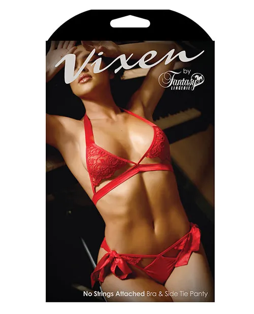 Vixen By Fantasy Lingerie Vibrators Vixen Cutout Lace Bra Side Tie Panty Red OS Vixen By Fantasy Lingerie Vibrators Vixen Cutout Lace Bra Side Tie Panty Red OS