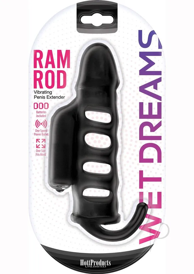 Wet Dreams Ram Rod Silicone Vibrating Penis Extender Black Wet Dreams Anal