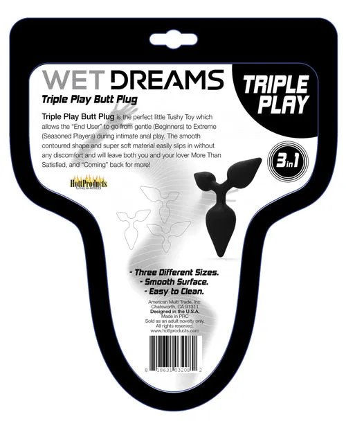 Wet Dreams Triple Play Anal Plug Black Wet Dreams Anal