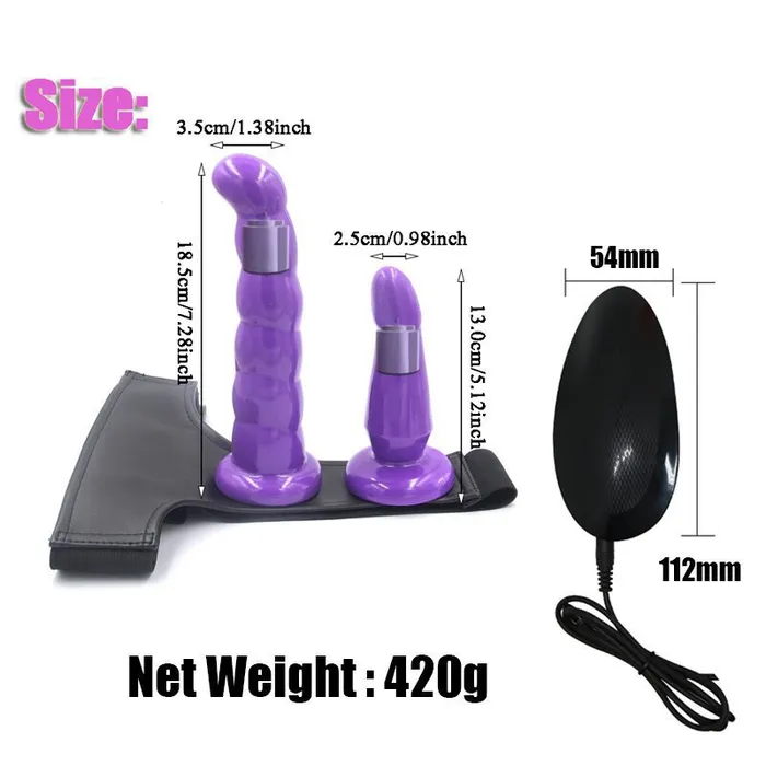 Wild Night Fantasies Ribbed Strap On Double Dildo Female Sex Toys