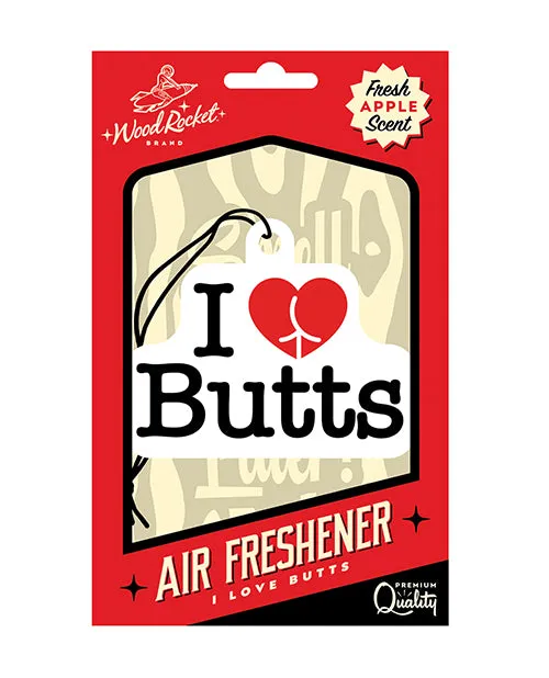 Wood Rocket Vibrators I Love Butts Air Freshener RedWhiteBlack