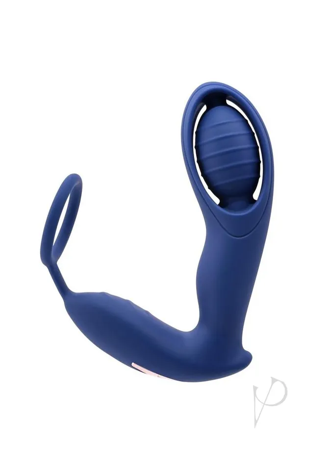 Zero Tolerance Extra Mile Rechargeable Silicone CRing Double Motor Vibrator with Remote Control Blue Zero Tolerance Female Sex Toys