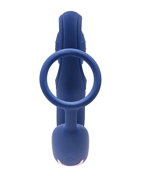 Zero Tolerance Extra Mile Rechargeable Silicone CRing Double Motor Vibrator with Remote Control Blue Zero Tolerance Female Sex Toys