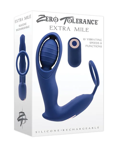 Zero Tolerance Extra Mile Rechargeable Silicone CRing Double Motor Vibrator with Remote Control Blue Zero Tolerance Female Sex Toys