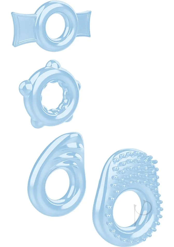 Zero Tolerance Male Sex Toys Zero Tolerance Ring A Ding Ding Cock Ring Kit 4 piece kit Blue