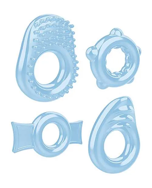 Zero Tolerance Male Sex Toys Zero Tolerance Ring A Ding Ding Cock Ring Kit 4 piece kit Blue