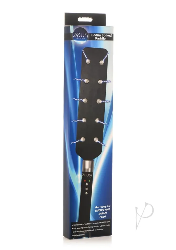 Zeus Electrosex EStim Spiked Paddle BlackSilver Zeus Electrosex Anal