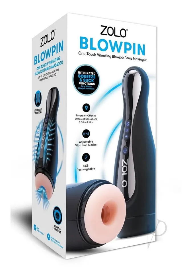 Zolo Blowpin Rechargeable Masturbator Black Zolo Male Sex Toys